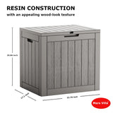 Mars Villa Deck Box, 31 Gallon Resin Indoor and Outdoor Storage Box Waterproof for Patio Furniture Cushions, Pool Supplies, Backyard Toys, Gardening Tools, Weatherproof and UV Resistant (Grey) Mars Villa