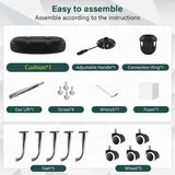 Black Minimalist Swivel Stool with Wheel Perfect for Work SPA Shop Massage Height-Adjustable and Cost-Effective Rolling Stool Chair with Square Seat BFTOU