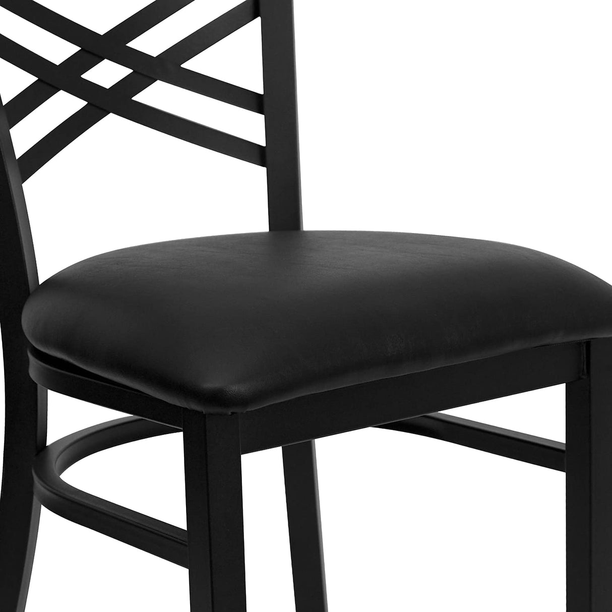 Flash Furniture Hercules Series "X" Back Metal Restaurant Chairs, Modern Upholstered Armless Dining Chairs for Restaurants/Kitchens, Set of 2, Black Flash Furniture
