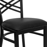 Flash Furniture Hercules Series "X" Back Metal Restaurant Chairs, Modern Upholstered Armless Dining Chairs for Restaurants/Kitchens, Set of 2, Black Flash Furniture