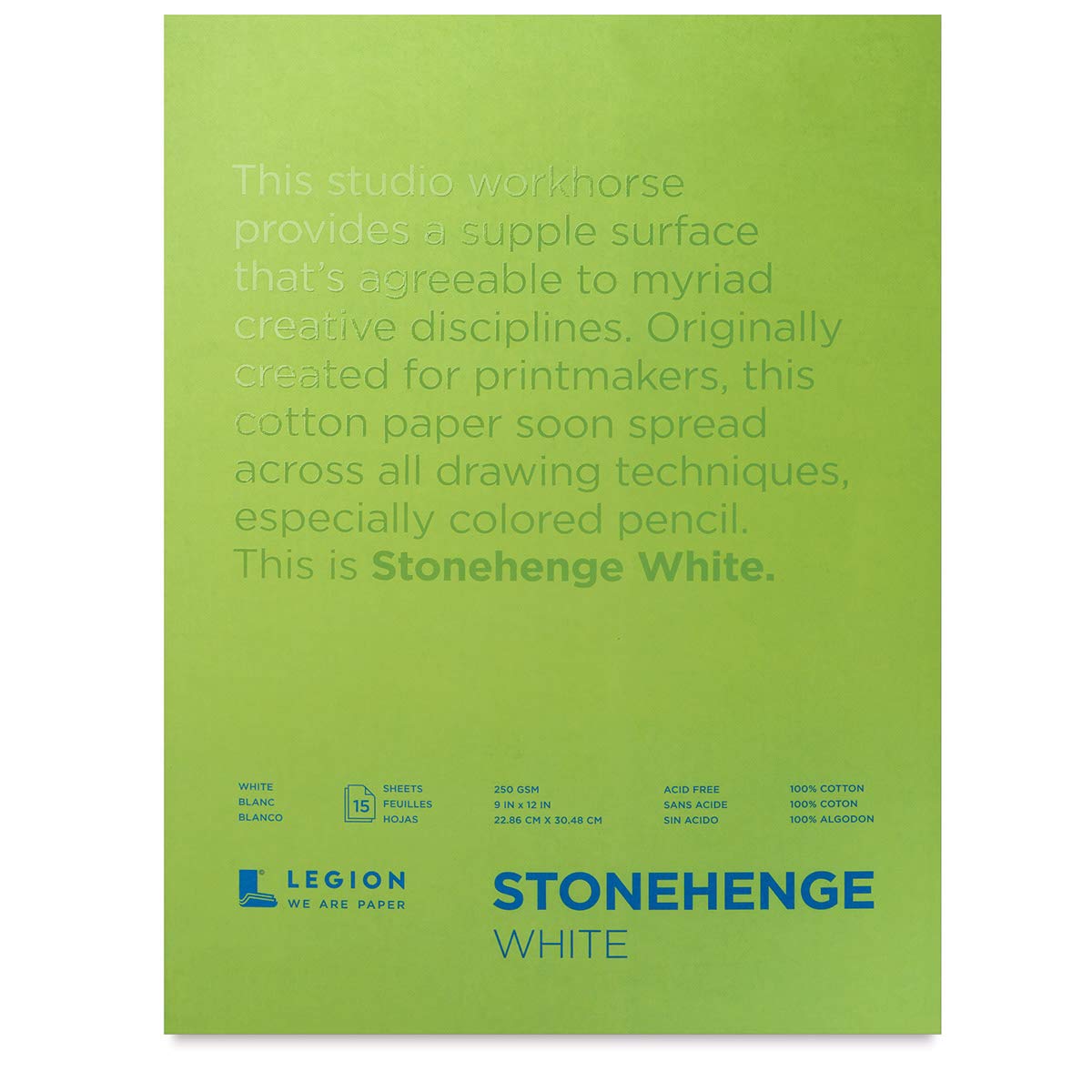 Legion Stonehenge Pad, 9 X 12 inches, White, 15 Sheets Stonehenge