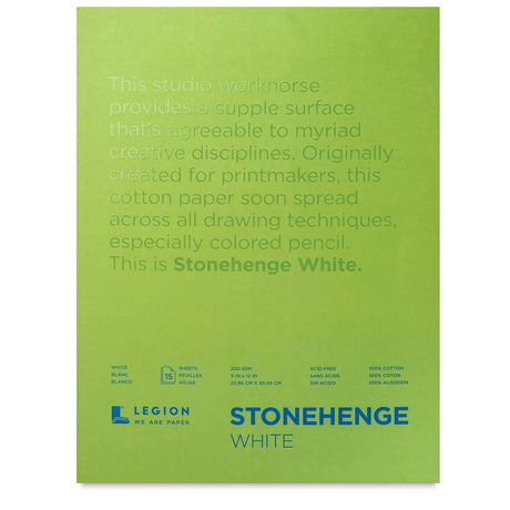 Legion Stonehenge Pad, 9 X 12 inches, White, 15 Sheets Stonehenge