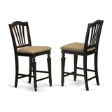 East West Furniture CHS-BLK-LC Chelsea Counter Dining Chairs - Faux Leather Upholstered Solid Wood Chairs, Set of 2, Black East West Furniture