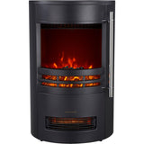 Cambridge Round Freestanding Electric Fireplace with Remote Control, Realistic Flame Indoor Space Heater with Rounded Viewing Window for Living Room, Bedroom, Basement CAMBRIDGE