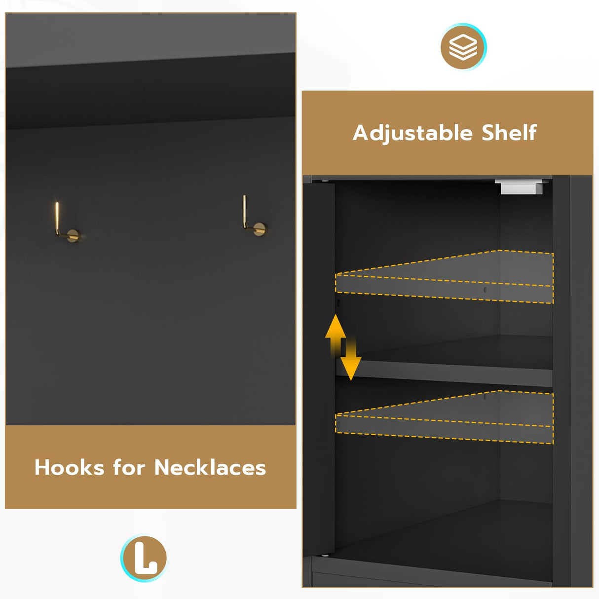 Tiptiper Large Makeup Vanity with Lights, Vanity Desk with LED Mirror & Charging Station, Vanity Set with 5 Drawers, 4 Cabinets & Time Display, Black Tiptiper