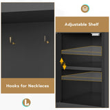 Tiptiper Large Makeup Vanity with Lights, Vanity Desk with LED Mirror & Charging Station, Vanity Set with 5 Drawers, 4 Cabinets & Time Display, Black Tiptiper