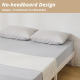 Karl home 12 Inches Wood Platform Bed Frame, Queen Bed Frame, Solid Wood Foundation with Wood Slat Support, Easy Assembly No Box Spring Needed (White) Karl home