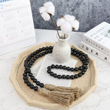 Sivya 58in Farmhouse Beads Wood Bead Garland with Tassels, Rustic Farmhouse Decor for Farmhouse Tiered Tray Farmhouse Wall Decor (Black, 58in/1Pcs) Sivya