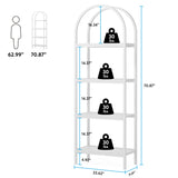 Tribesigns 4-Tier Open Bookshelf, 70.8" Industrial Wood Bookcase Storage Shelves with Metal Frame, Freestanding Display Rack Tall Shelving Unit for Office, Bedroom, Living Room (White, 1PC) Tribesigns