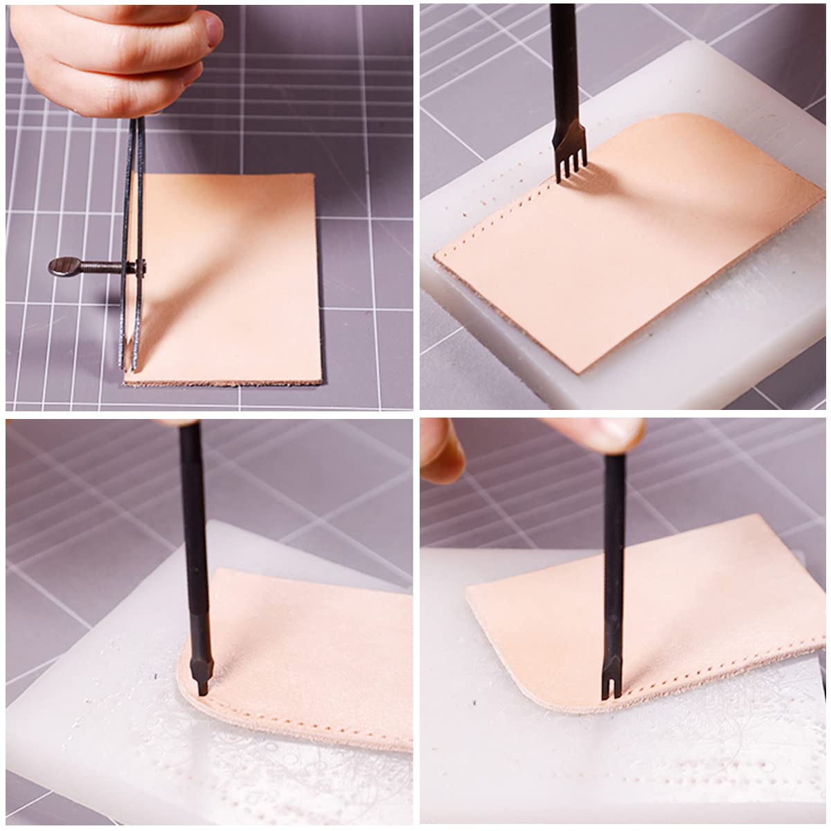 Ldirect Leather Punch 6mm Stainless Steel DIY Leather Hole Tool Kit (4, 2, 4, 6 Prong) Ldirect