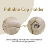 CANMOV Leather Recliner Chair Set of 2, Classic and Traditional Manual Recliner Chair with Overstuffed Arms and Back, Manual Single Sofa with Concealed Cup Holders,Beige CANMOV