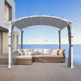 INTER HUT 11'x11' Patio Pergola Canopy with Full Closure Sidewalls, Outdoor Metal Gazebo Pergola with Privacy Curtains, Gray INTER HUT