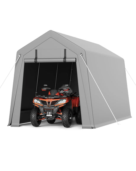 10 x 15 ft Portable Carport, Storage Shed with Heavy Duty Waterproof Tarp & 2 Roll-Up Zipper Doors, Ideal Tent for Motorcycles, Bikes, Garden Tools, and Firewood Hipicute