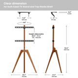 PUTORSEN Premium Wood Easel TV Stand, Adjustable TV Tripod Stand for 45-65 Inch LED LCD Screen, Swivel TV Floor Stand with Top TV Shelf and Magnetic Concealed Cable Management, Max Load 88lbs, Walnut PUTORSEN