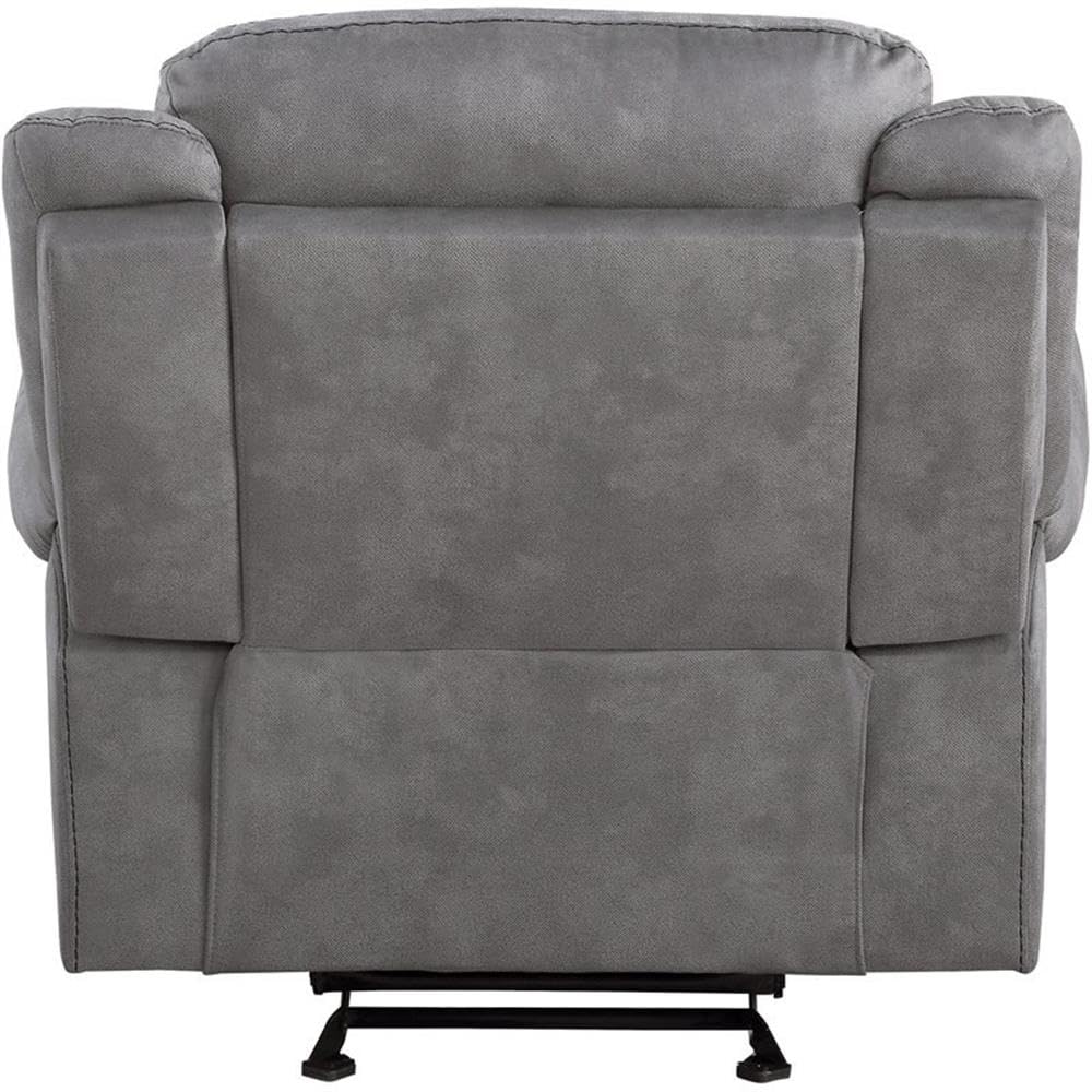 Acme Zubaida Velvet Horizontal Upholstered Glider Recliner in 2-Tone Gray Acme