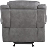 Acme Zubaida Velvet Horizontal Upholstered Glider Recliner in 2-Tone Gray Acme