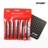 OWDEN Professional 6pc Leather Hollow Punch Set, Size 1.0-5.0mm, Black, Steel, Manual, 6 Holes, Free Mini Cutting Mat OWDEN