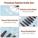 14Pcs Palette Knife Set, FHDUSRYO Stainless Steel Painting Knife, Painting Spatula Pallet Knives with Wood Handle, Oil Painting Accessories for Color Mixing, Oil, Canvas, Acrylic Painting FHDUSRYO