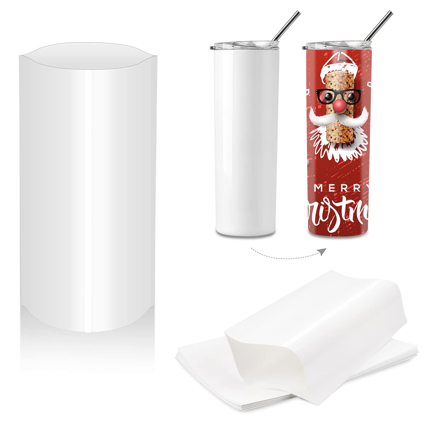 Sublimation Shrink Wrap Film,White 7x11 Inch Heat Sublimation Shrink Wrap Tube for Mugs, Tumblers,Blanks, Shrink Wrap Bands for Sublimation,50 Pcs