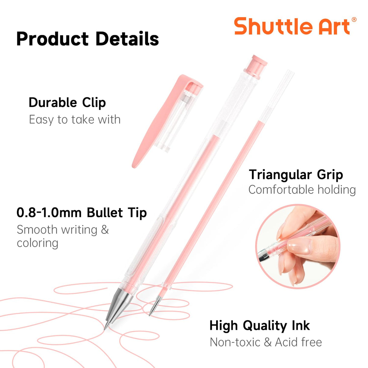 Shuttle Art Pastel Gel Pens, 24 Pastel Milky Colors Gel Pen for Black Paper, Adults Coloring Books Drawing Doodling Crafts Scrapbooking Journaling Shuttle Art