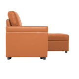 Naomi Home Jenny Sectional Sofa Sleeper with Storage Chaise, Tufted Pull Out Couch with Storage, Sectional Bed, L-Shaped Reversible Sleeper Sofa, Caramel,Air Leather Naomi Home