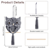 FREEBLOSS DIY Macrame Owl Kit Macrame Tapestry Wall Hanging 90m Cotton Cords Macrame Kit for Beginners with Video Tutorial Macrame Wall Art for Bedroom Decor, Gray FREEBLOSS