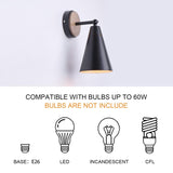 MWZ Rustic Farmhouse Black Metal and Wood Wall Sconce Adjustable Lamp，2 Pack,Rustic Wall Lighting Fixture for Bedroom, Living Room, Headboard, Garage, Porch MWZ