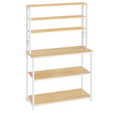 VASAGLE 39.4-Inch Industrial Oak and White Coffee Bar with 6-Tier Storage and Adjustable Shelves VASAGLE