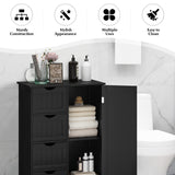 Tangkula Bathroom Floor Cabinet, Freestanding Storage Cabinet with 4 Drawers & Single Door, Adjustable Shelf, Multipurpose Bathroom Storage for Home Office, 22 x 12 x 32 Inches (Black) Tangkula