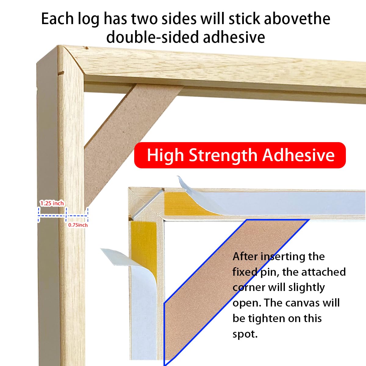 DIY Wood Canvas Frame Kit, Solid Wooden Stretcher Bars for Oil Paintings, Prints Canvas, Poster Frame for Stretching and Framing, Easy Assembly, Made in USA 12x16,1 Set WoodArtSupply