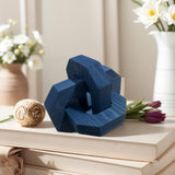 GUDAGUU Coffee Table Decor -3 Link Wood Knot Decor Farmhouse Wood Chain Link Decor Shelf Decor Table Books Hand Carved Artistic Home Decoration for Modern Boho Shabby Homestay (Navy Blue) GUDAGUU