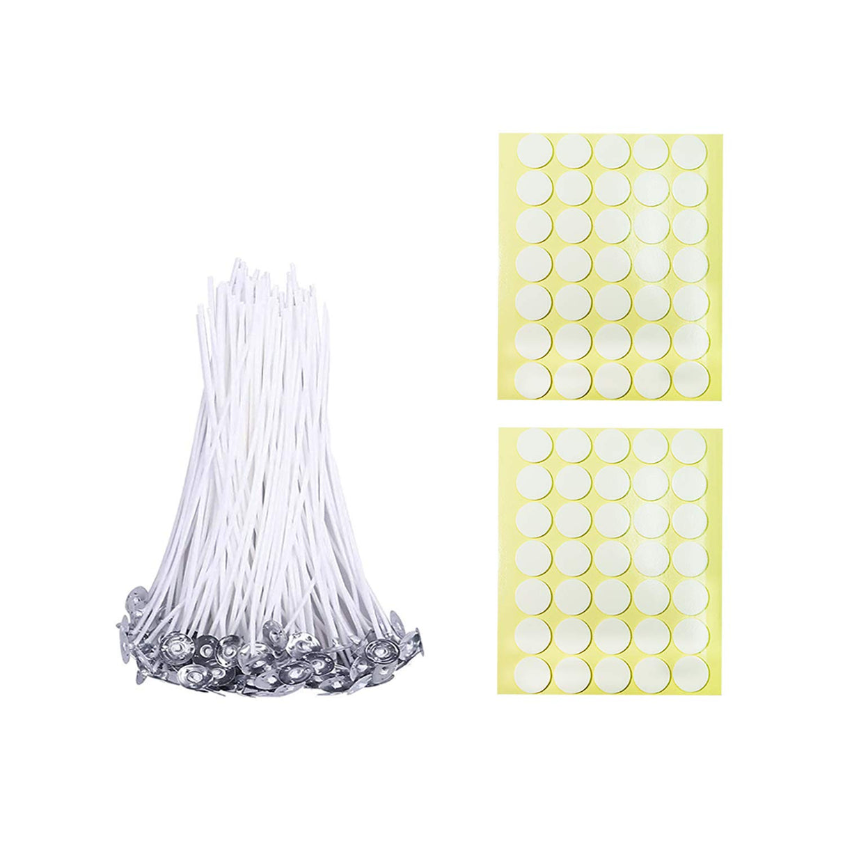 BEADNOVA Candle Cotton Wicks 4 Inch 50pcs with Stickers Short Candle Making Wicks and Double Sided Stickers for Making DIY BEADNOVA