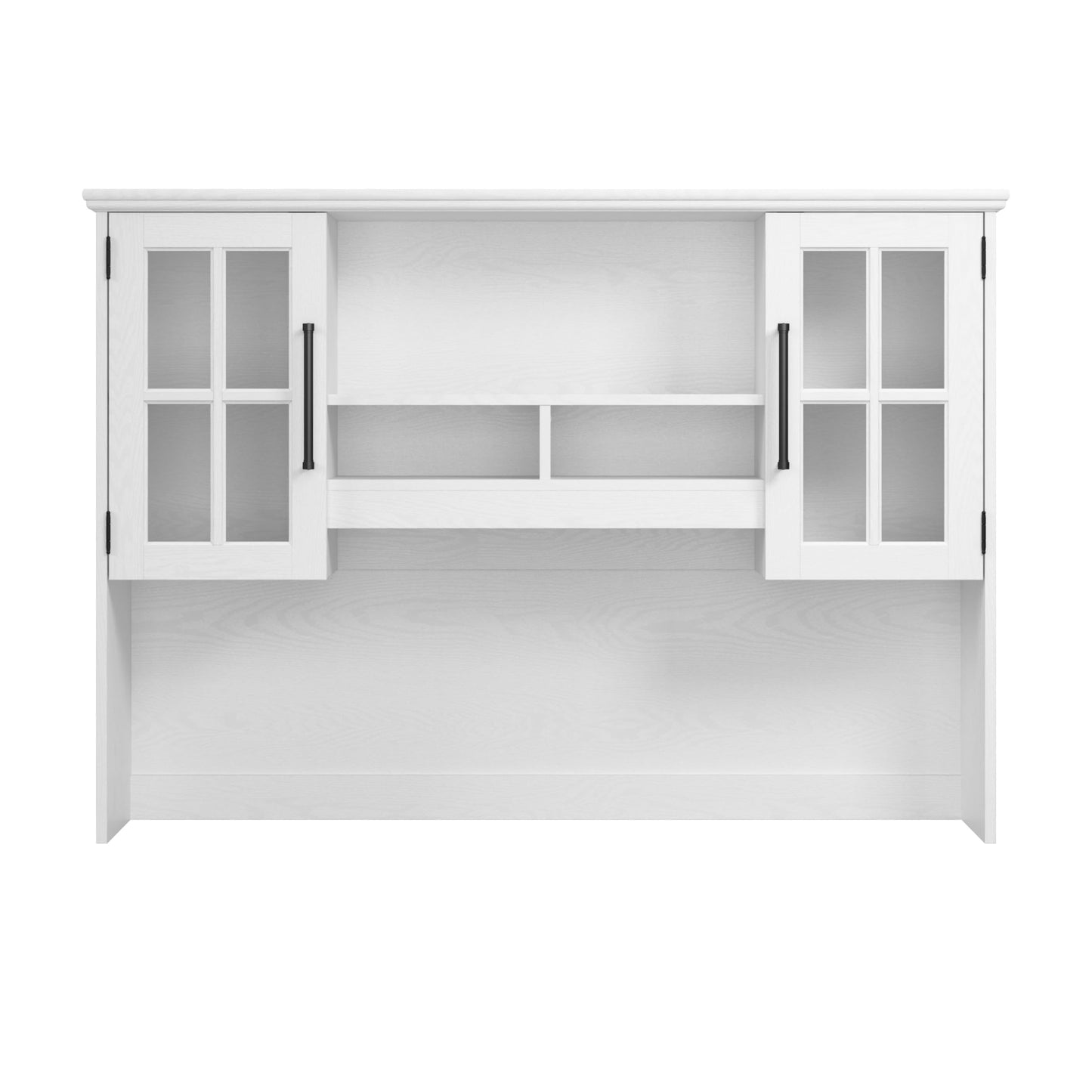 Bush Furniture Westbrook 60W Computer Desk Hutch in White Ash | Dining Room, Living Room, Home Office Storage - WoodArtSupply