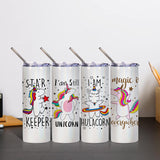PYD Life Sublimation Glitter Tumbler Rainbow White Blank Straight 20 OZ Skinny Tumbler Cups with Metal Straw,Stainless Steel Coffee Tumbler Cups,Sublimation Mugs Bottles 4 Pack PYD Life
