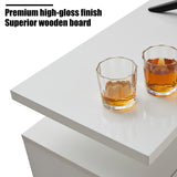 AMERLIFE Fireplace TV Stand with 36" Fireplace, 70" Modern High Gloss Fireplace Entertainment Center LED Lights, 2 Tier TV Console Cabinet for TVs Up to 80", Ivory White AMERLIFE