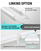 SUNLINKCO (6 Pack) 4FT T5 LED Integrated Fixture, 6500K,20W,2300LM(Super Bright White) Linkable LED Shop Light,Garage Ceiling and Cabinet Light,Strip Light,Corded Electric with ON/Off Switch SUNLINKCO