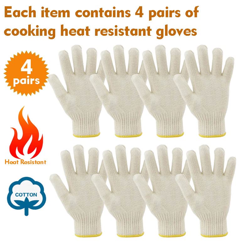 perfsign 4 Pairs Oven Gloves with Fingers,Thin and Light Heat Resistant Gloves for Cooking,Cotton Heat Resistant Gloves,Baking Gloves,Insulated BBQ Gloves for kitchen,Safety Protection Work,Housework perfsign