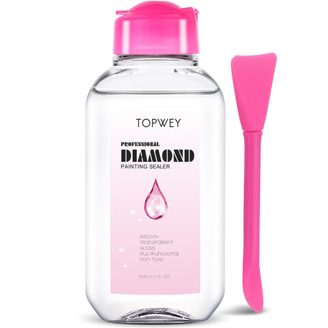 Diamond Painting Sealer, Topwey Diamond Painting Adhesive with Applicator Helps retain Your Diamond Sparkle, Also Applicable to Puzzles for Adults (125 ML 4.4 Fl Oz) Topwey