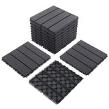 Domi Patio Deck Tiles, 12 x 12 inches Composite Interlocking Shed Floor, Four Slat Plastic Kennel Deck, 27 Pieces One Pack, Dark Grey domi outdoor living