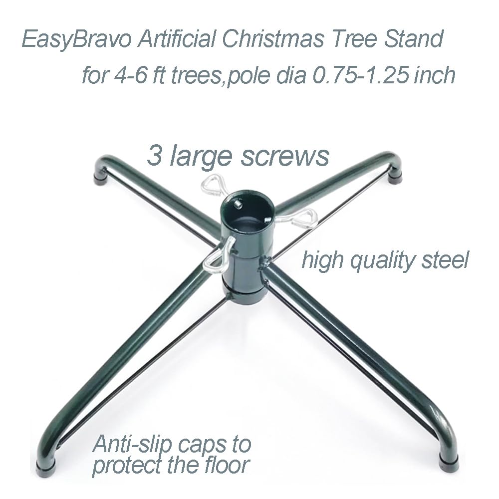 EasyBravo Christmas Tree Stand for 4 to 6 Foot Trees, Fits 0.75-1.25 Inch Pole EasyBravo