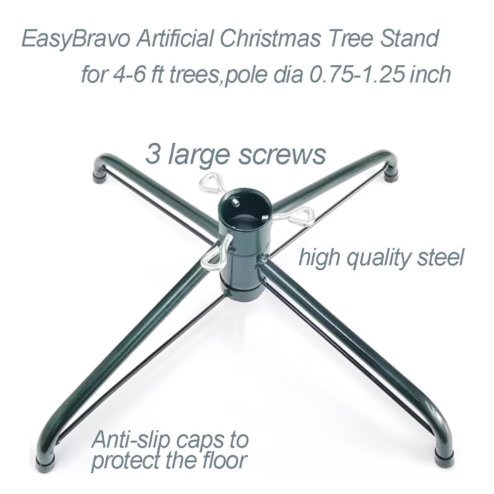 EasyBravo Christmas Tree Stand for 4 to 6 Foot Trees, Fits 0.75-1.25 Inch Pole