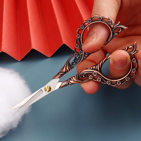 Jasni Sewing Embroidery Crafting Scissors Stainless Steel Vintage peach blossom handle for DIY tools Craft Tailor Needlework Threading Shears 2 Packs 5 Inches with cover (Red bronze and Color) Jasni