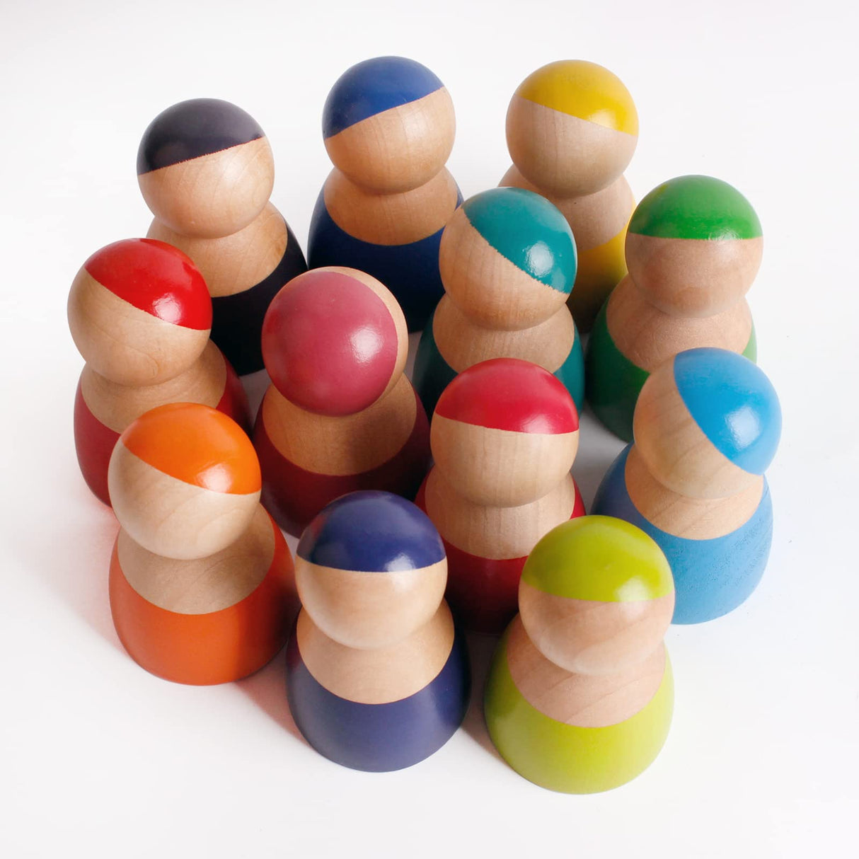 SHIERDU 12 PCS Rainbow Wood Peg Dolls Wooden Pretend Play People Figures for Toddlers Preschool Learning Educational Toys Wooden Toddler Toys for Boys Girls SHIERDU