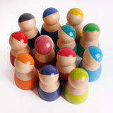 SHIERDU 12 PCS Rainbow Wood Peg Dolls Wooden Pretend Play People Figures for Toddlers Preschool Learning Educational Toys Wooden Toddler Toys for Boys Girls SHIERDU