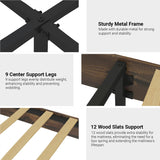 ivoros Wooden Full Size Bed Frame with Storage Headboard, Rustic Farmhouse Platform Bed Frame Full with Charging Station & LED Lights, 12 Wood Slats Support, No Box Spring Needed,Dark Brown ivoros