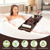 Premium Bamboo Bathtub Caddy Tray - Bath Tray - Bath Tub Tray Table for Bathtub - Expandable Size, Fits Most Bath Tubs - Brown Banlilu