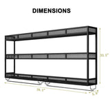 GWLQRTXV X2 39in Wine Rack with LED Lighting Wall Mounted Glass Holder, 3-Tiers Liquor Bottles Shelves Display Storage Organizer Hanging Long Stemware Goblet Metal for Home Mini Bar Cellar Black GWLQRTXV