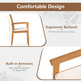 Tangkula Patio Wood Dining Chairs Set of 4, Outdoor Acacia Armchairs w/Removable Padded Cushion, Slatted Backrest, 400 LBS Weight Capacity, for Garden, Poolside, Yard (2) Tangkula