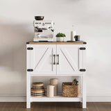 Cheersstar Farmhouse Console Table with 2-Door Cabinet, Coffee Bar, Entryway Table with Storage Shelf, Sofa Tables Buffet Sideboard for Kitchen, Hallway, Dining, Living Room, White Cheersstar