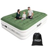 Zearna 2025 Upgraded Queen Air Mattress with Built in Pump，16'' Comfort Blow up Mattress, Quiet Surface Portable Inflatable Mattress, Air Bed with Storage Bag for Guests, Home, Camping, 660 lbs Max Zearna